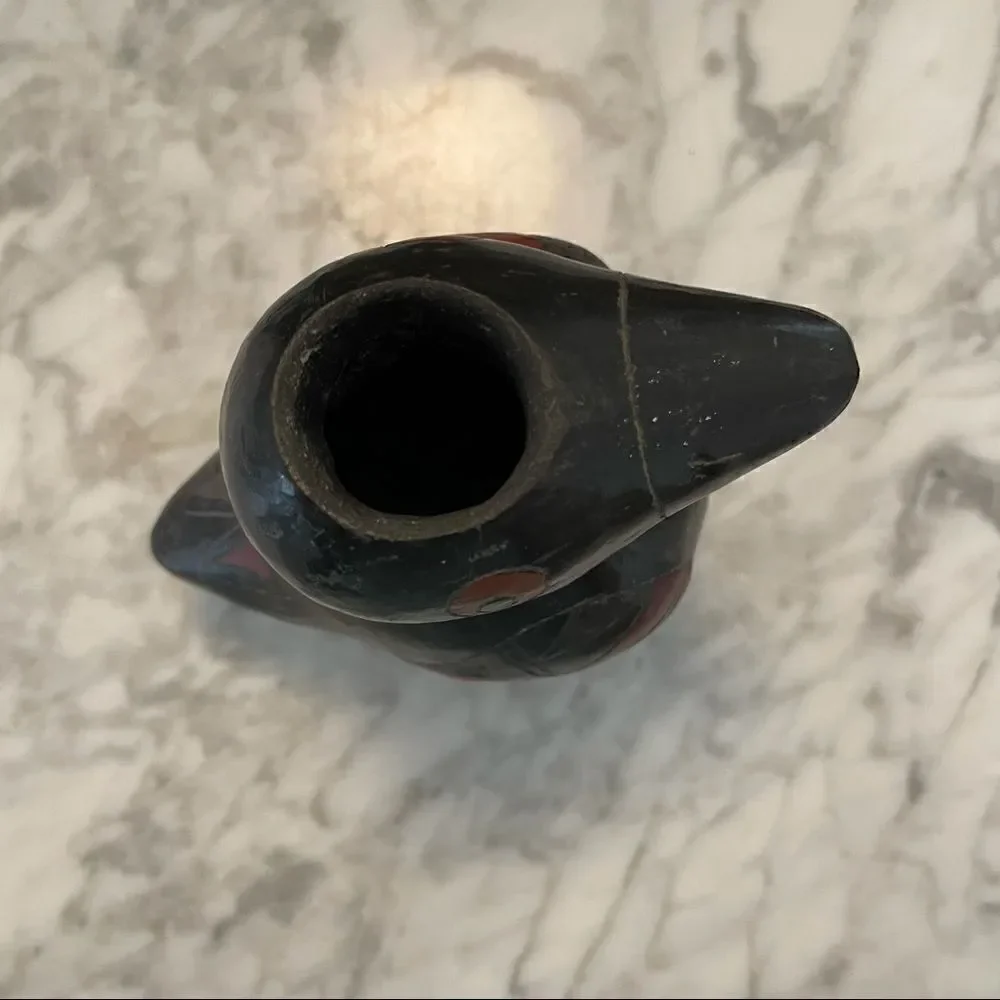 Vintage Oaxaca Negro Mexican Pottery Bird Vase - Picture 3 of 7